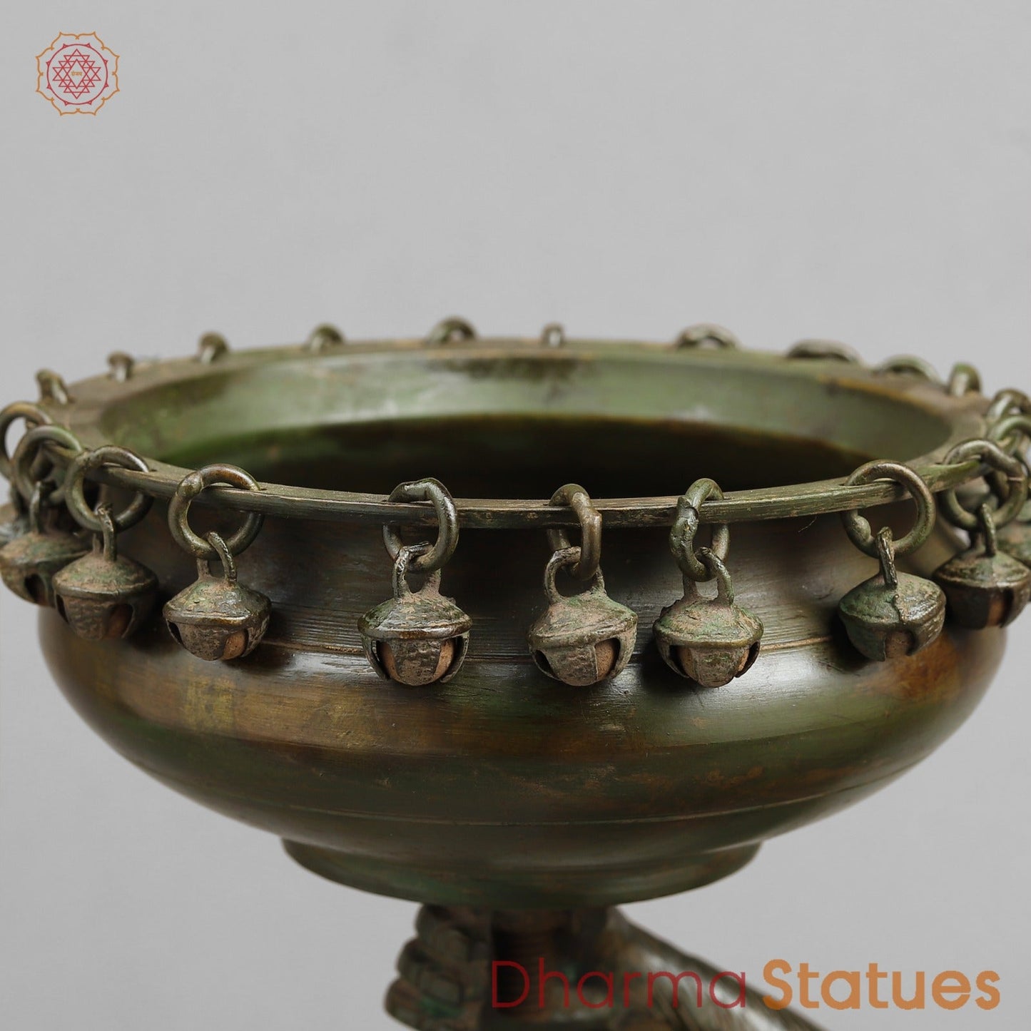 Brass Monkey Urli, Green Antique Patina 14.5”