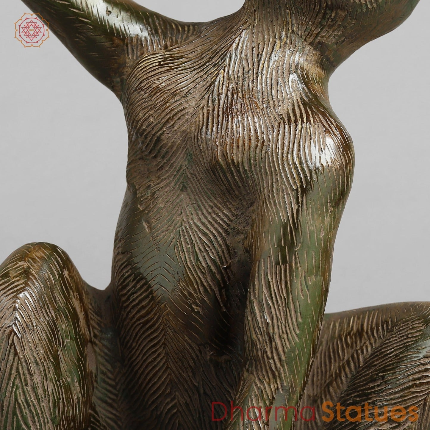 Brass Monkey Urli, Green Antique Patina 14.5”