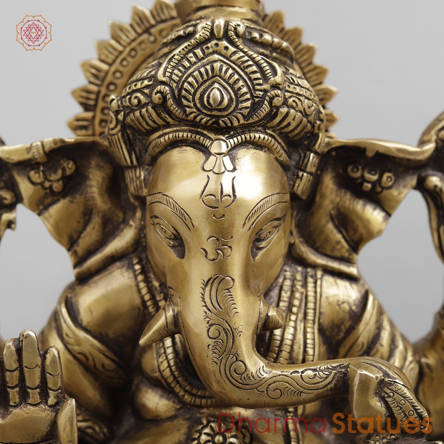 Brass Ganesh seated w/o Base, Antique finish 8”