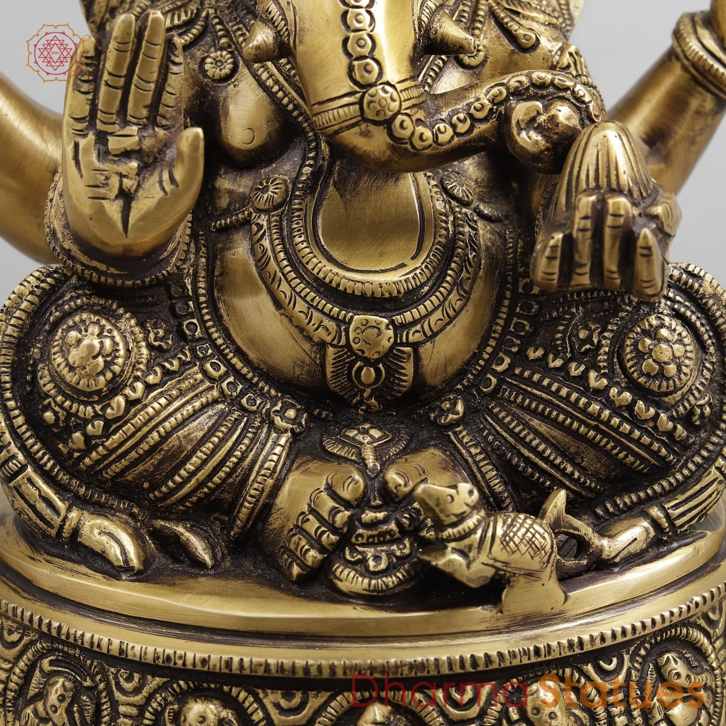 Brass Ashtvinayak Ganesh, Antique Brass finish 10.5”