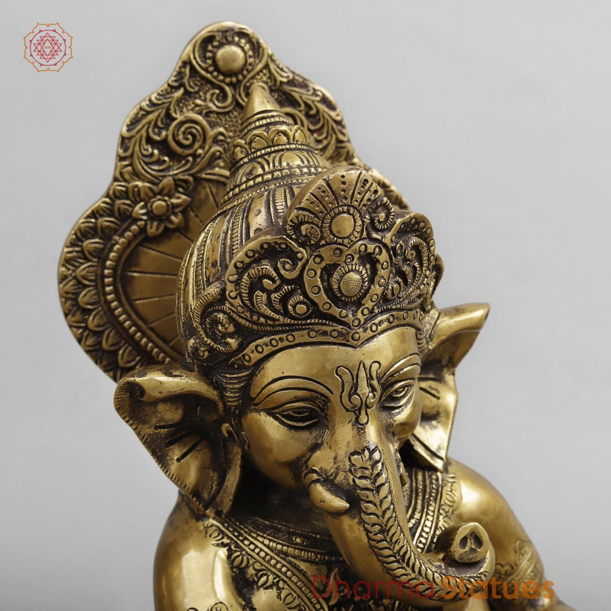 Brass Ganesh Musicians Set, Antique Finish 12.5”