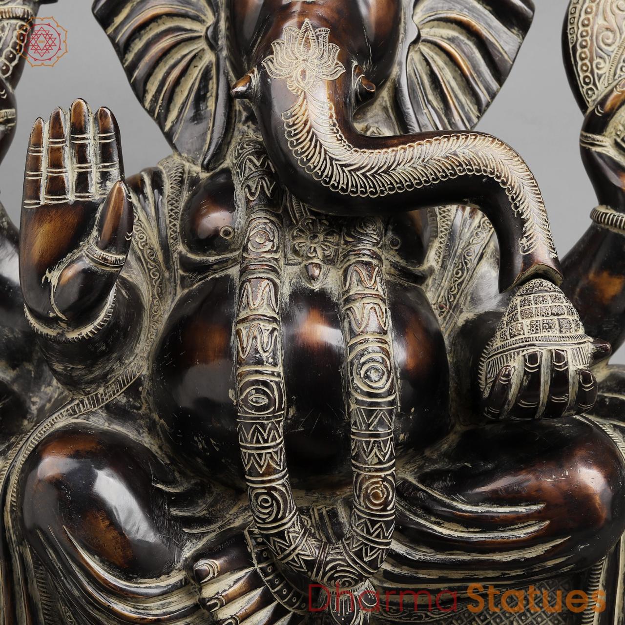 Brass Raja Ganesh, Antique finish 24”