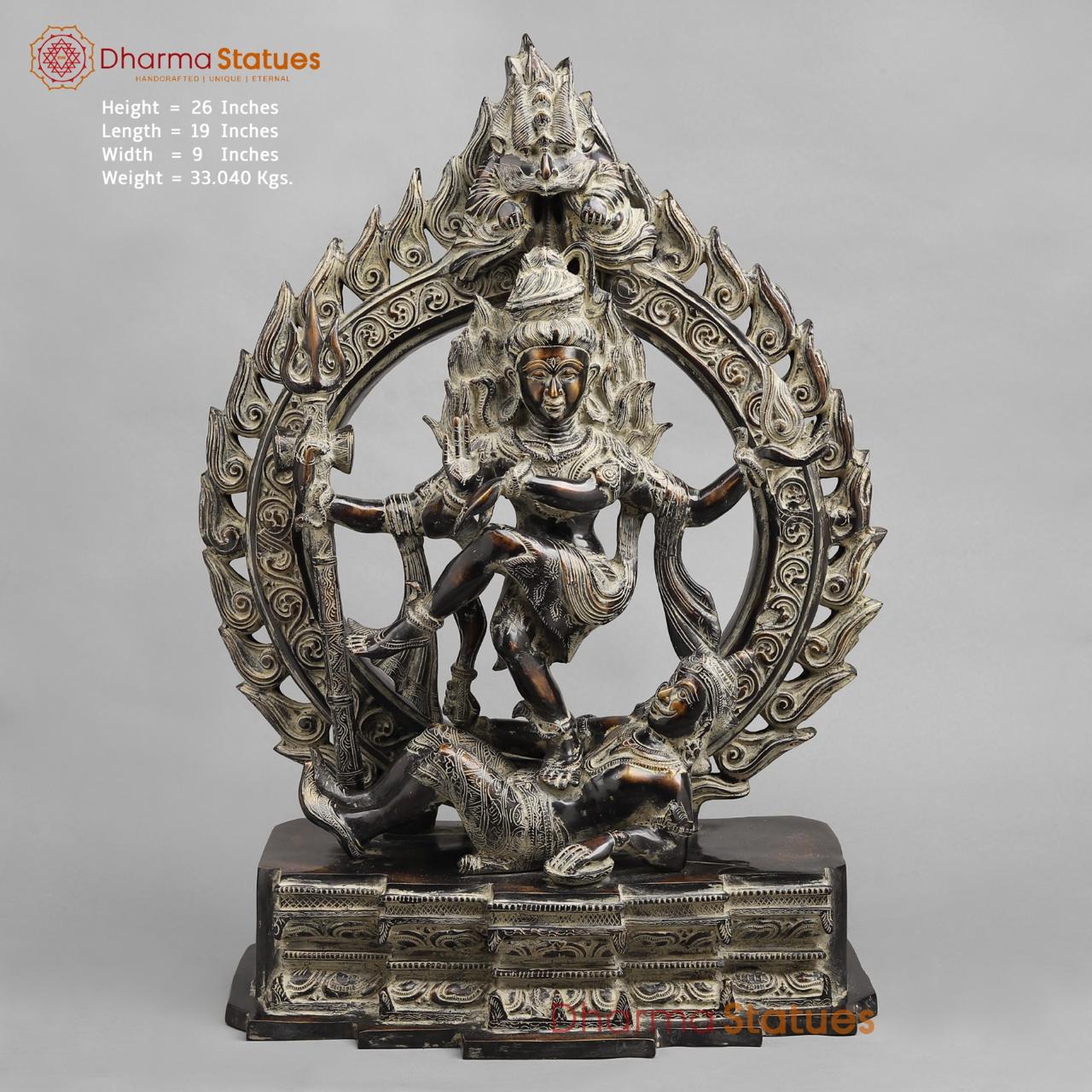 Brass South indian Natraj, Antique finish 24”