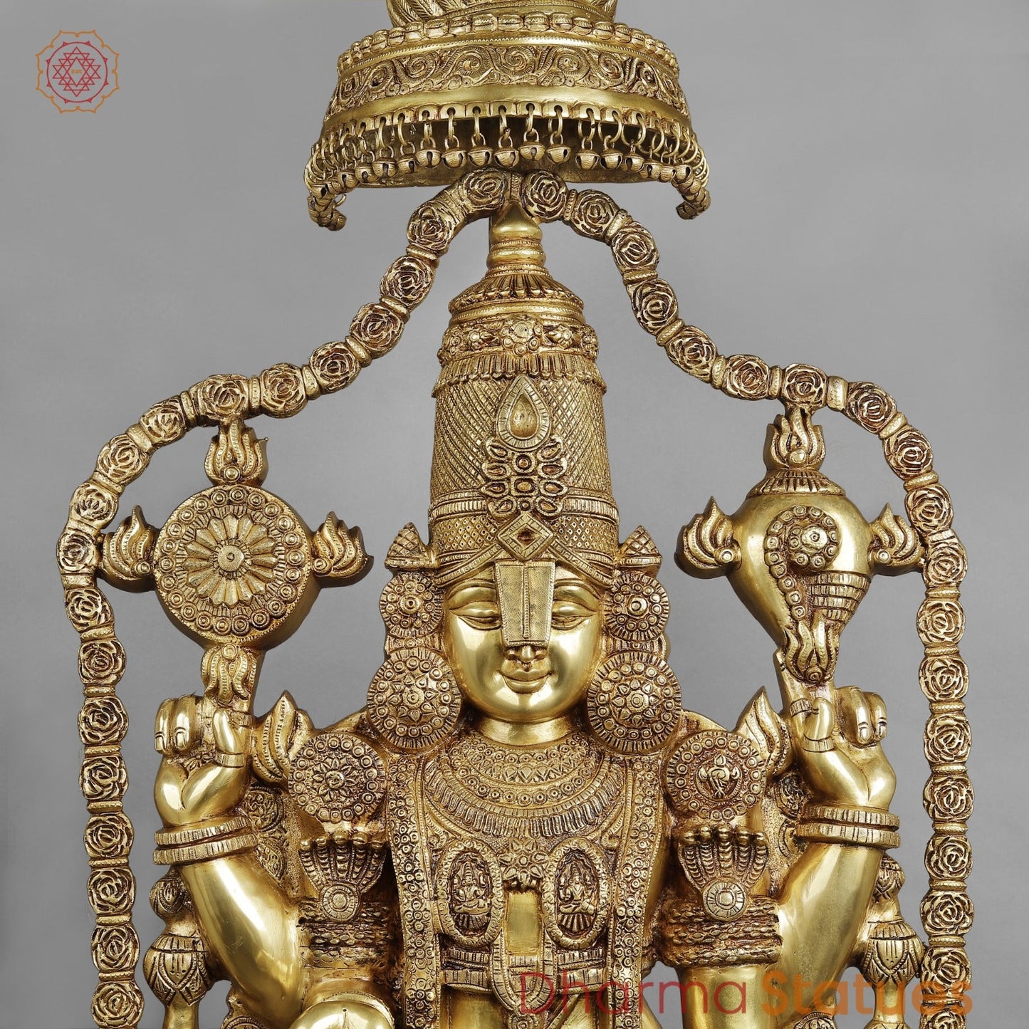 Brass Balaji standing Fine with Garland and Umbrella 57.5”