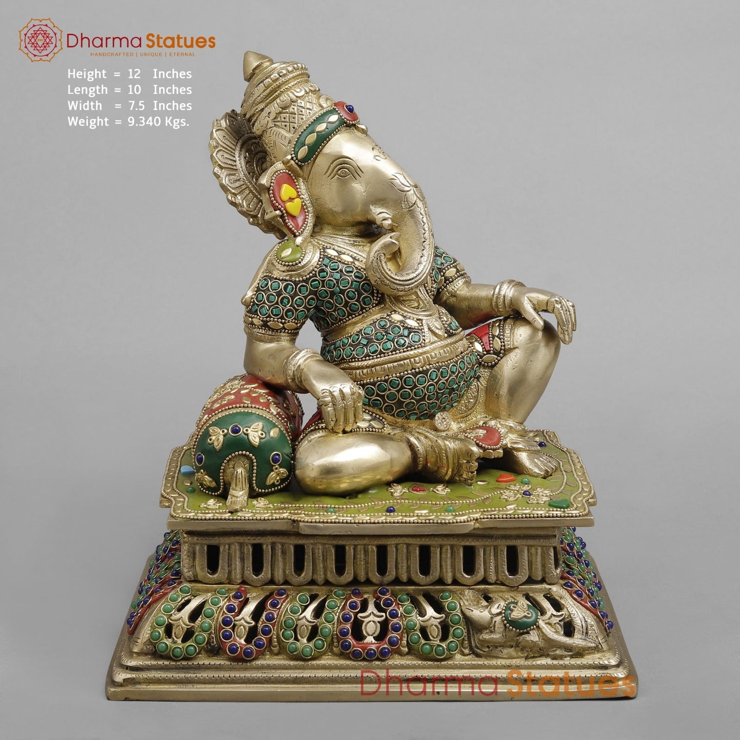Brass Ganesh Resting Fine 12”