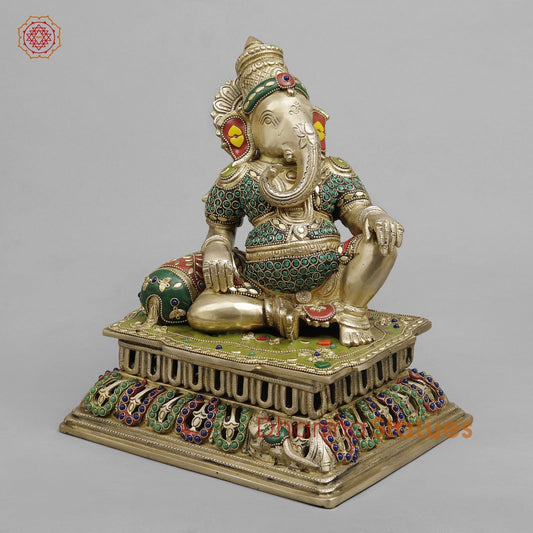 Brass Ganesh Resting Fine 12”