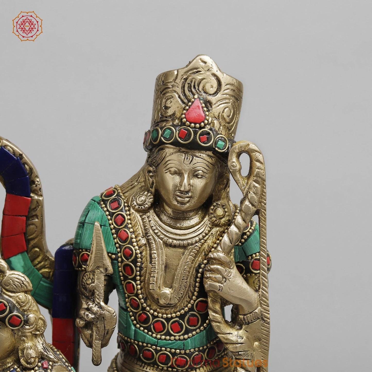 Brass Ram Darbar ( Ram Panchayat ) with umbrella, Stone Work 15”