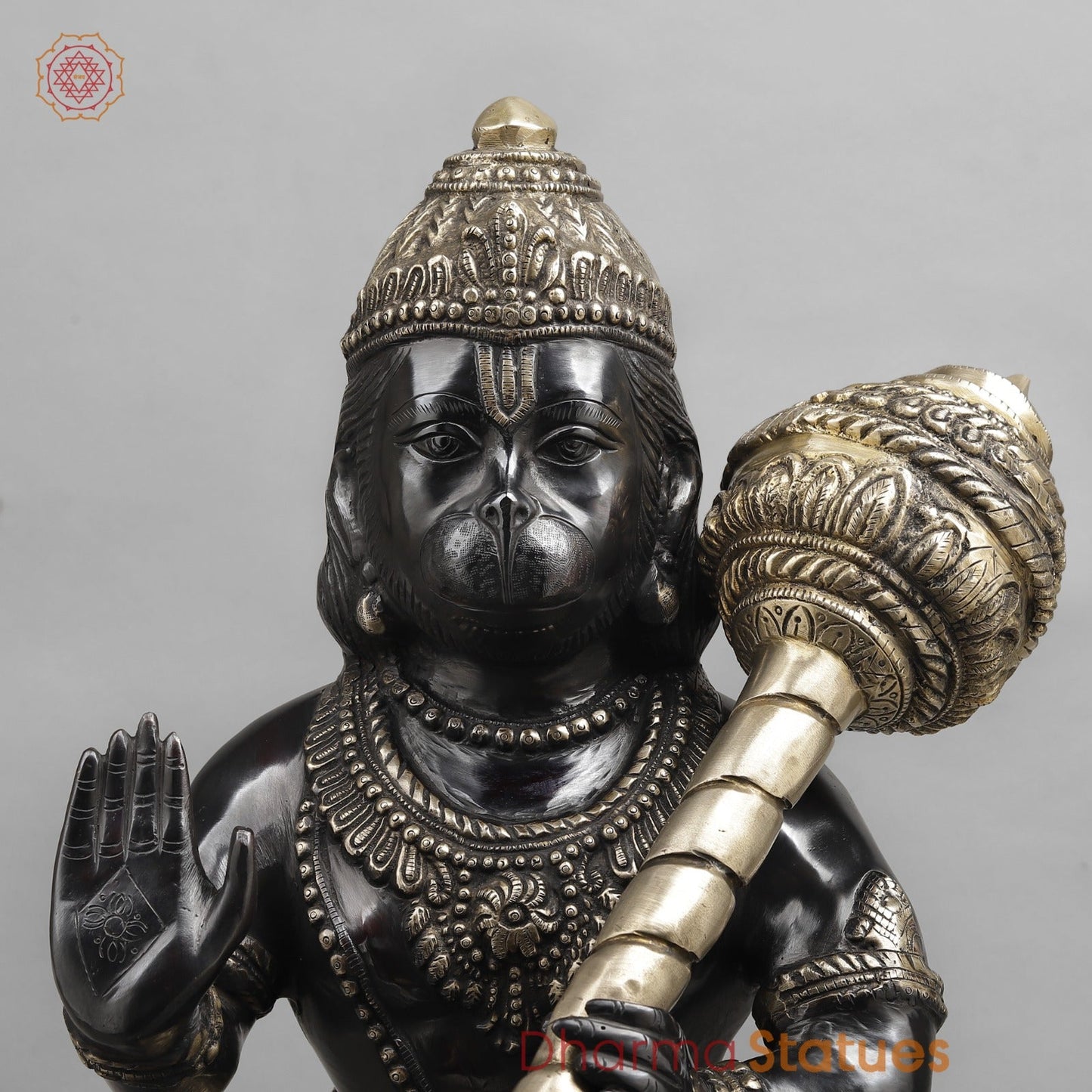 Brass Hanuman ji Seated, Black and Smooth finish 26”