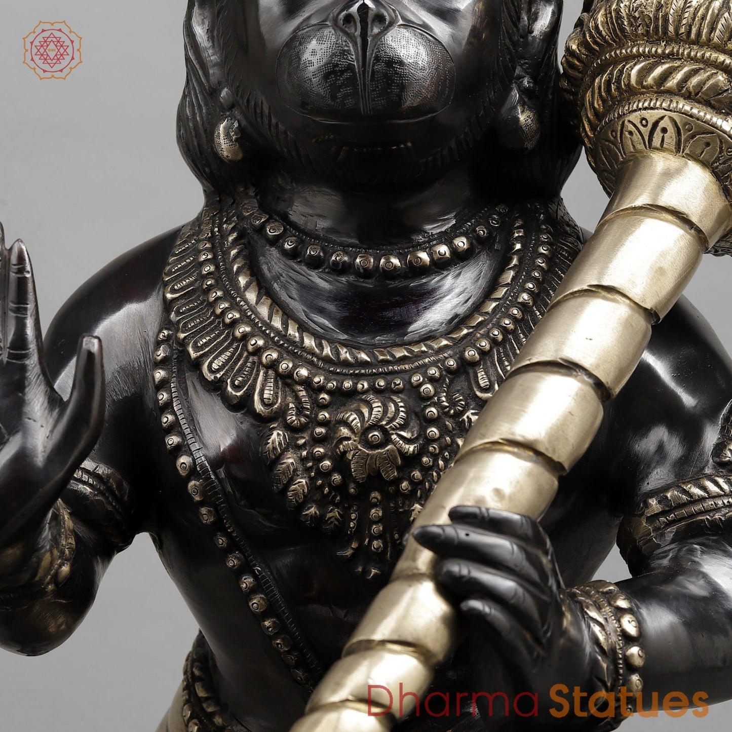Brass Hanuman ji Seated, Black and Smooth finish 26”