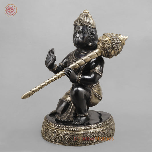 Brass Hanuman ji Seated, Black and Smooth finish 26”