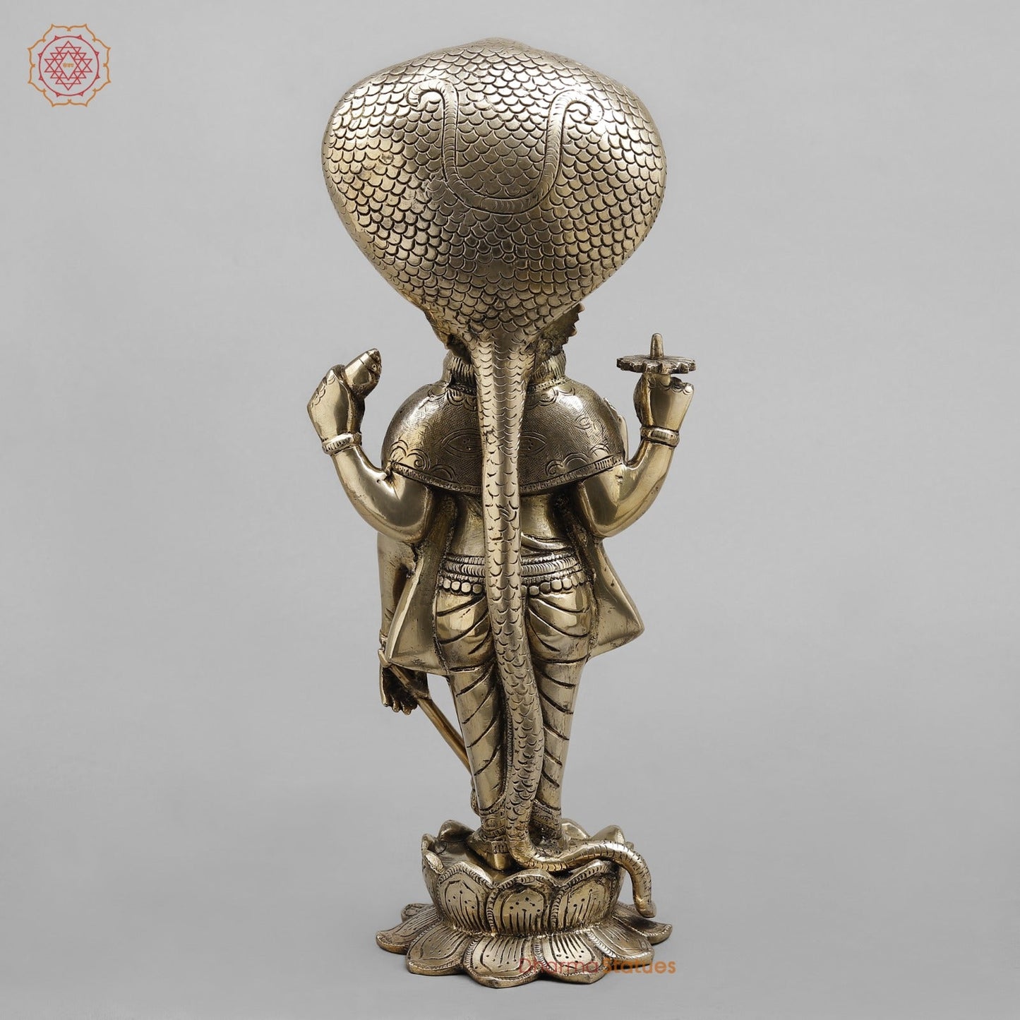 Brass Vishnu with Serpent, Smooth finish 17”