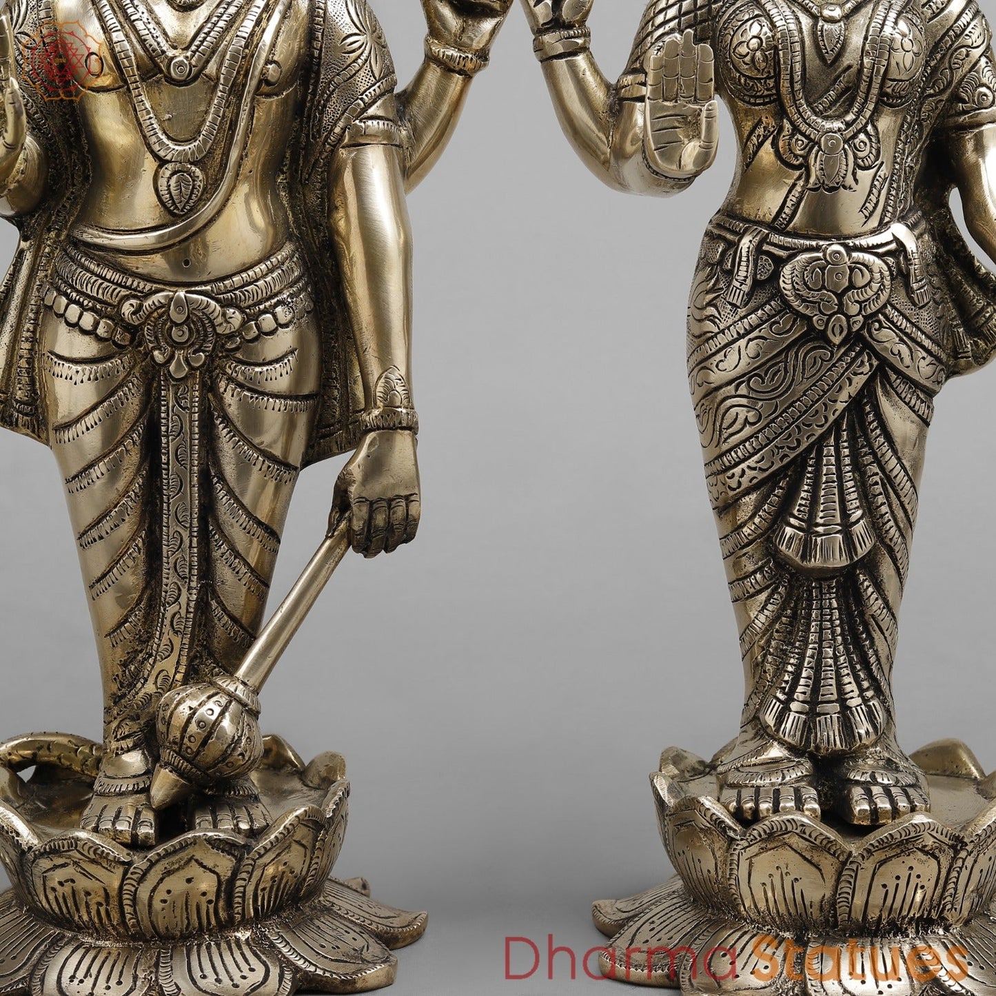 Brass Vishnu and Lakshmi Standing Fine, Smooth finish 17”