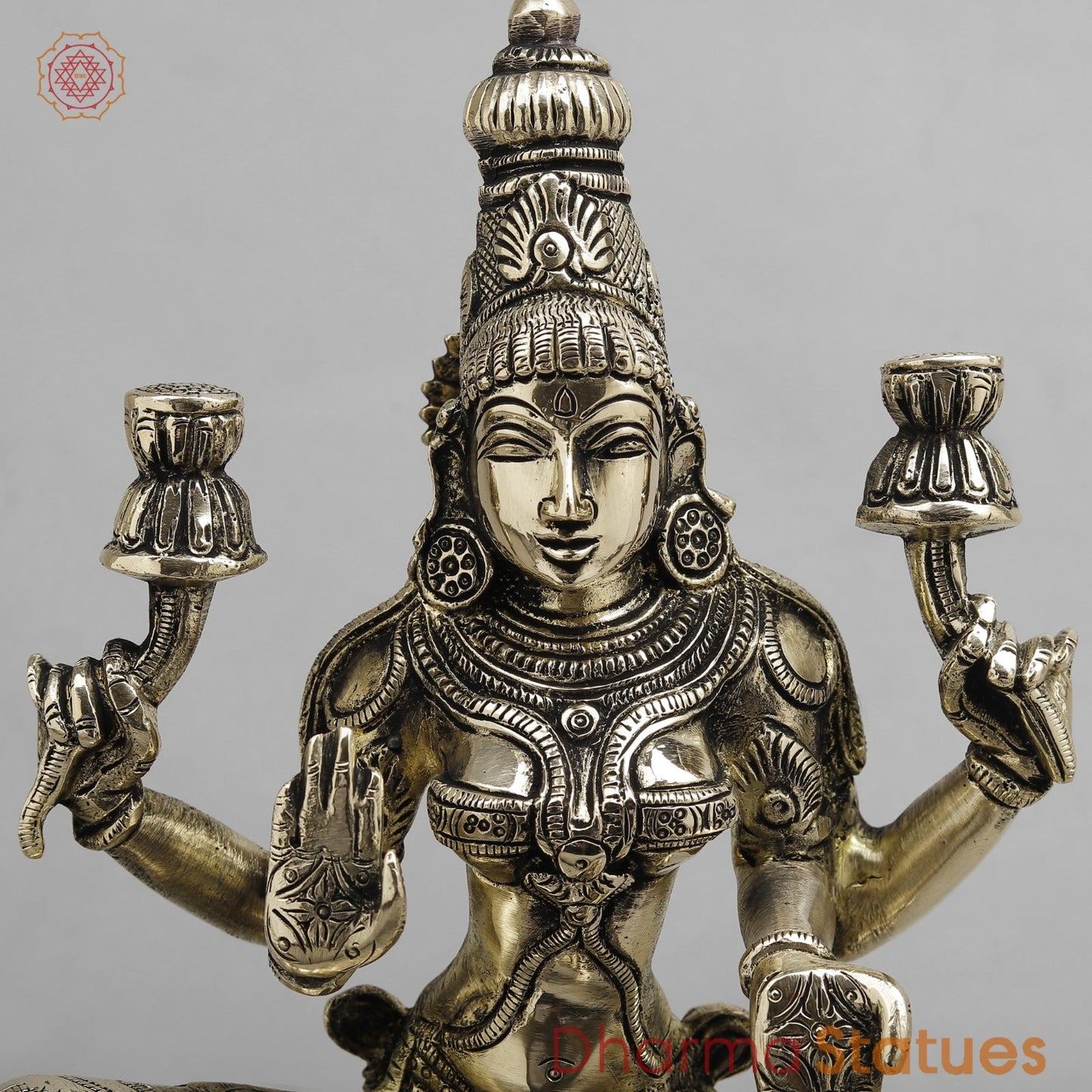 Brass Lakshmi seated Fine, Smooth finish 12”