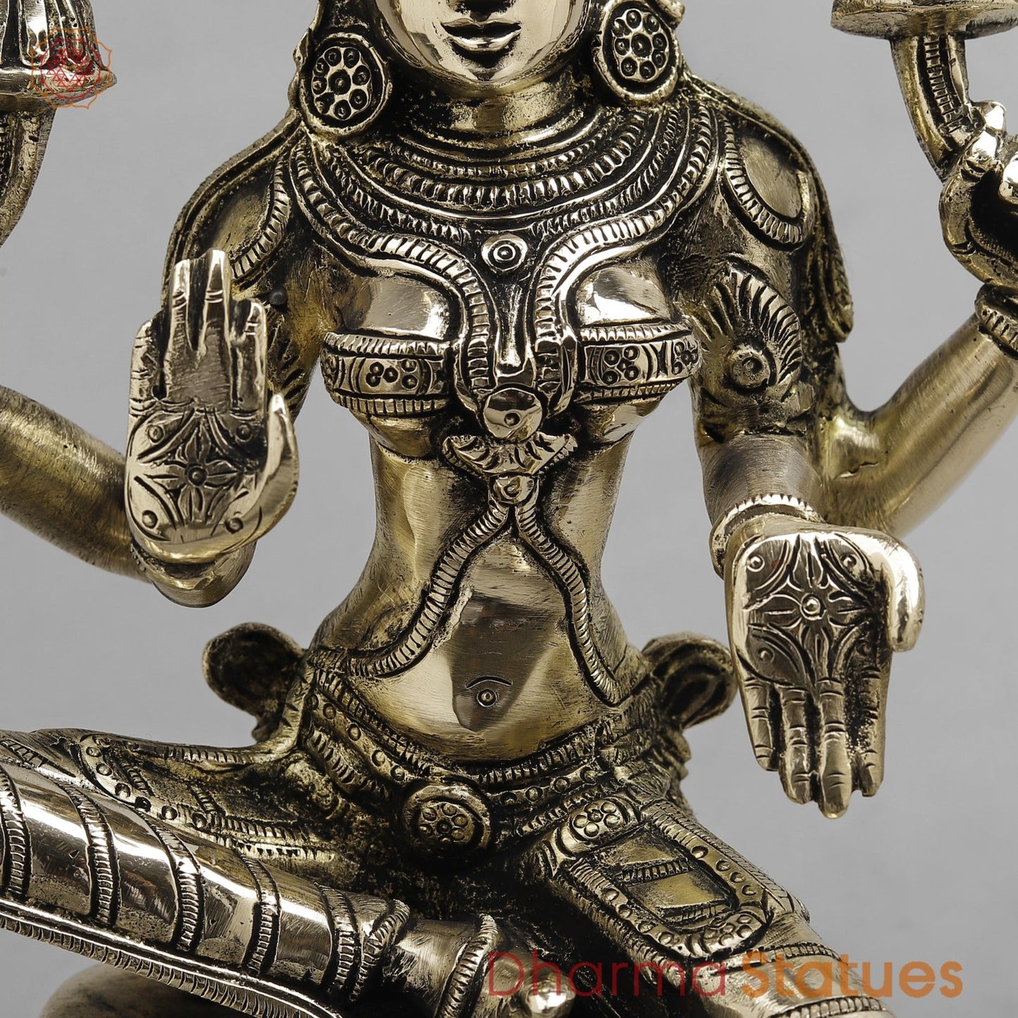 Brass Lakshmi seated Fine, Smooth finish 12”