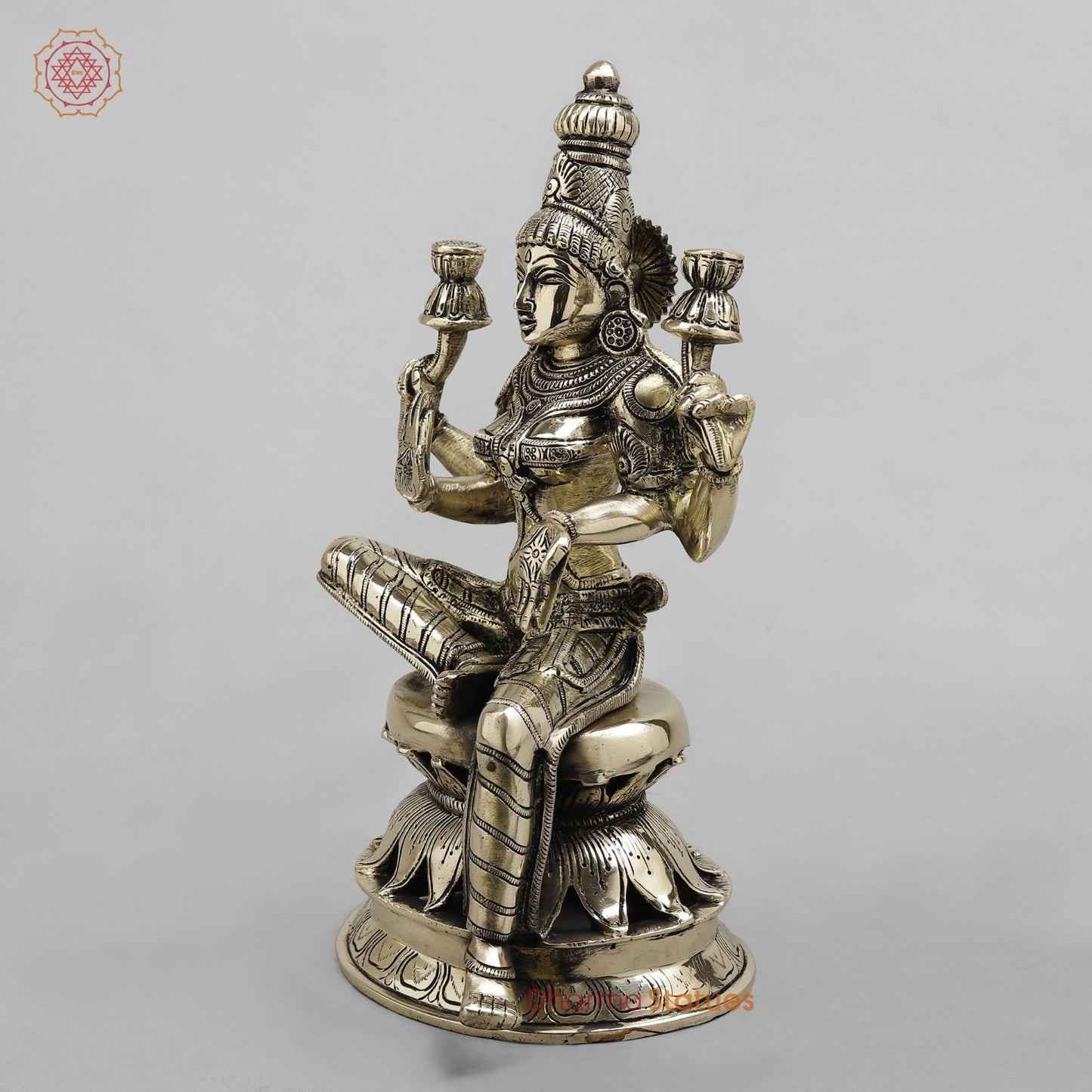 Brass Lakshmi seated Fine, Smooth finish 12”