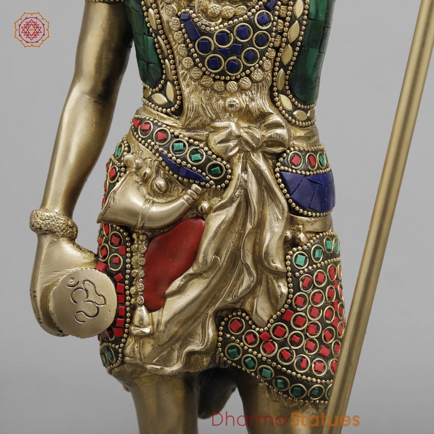 Brass Shiva standing, Fine Stone work 19.5”