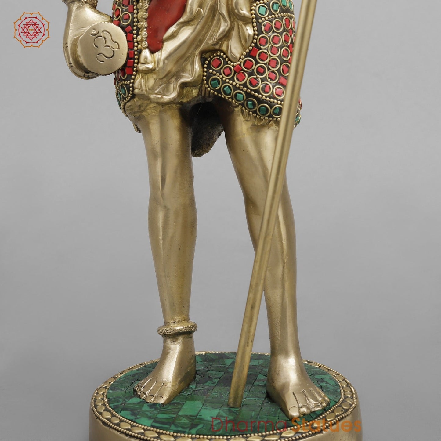 Brass Shiva standing, Fine Stone work 19.5”