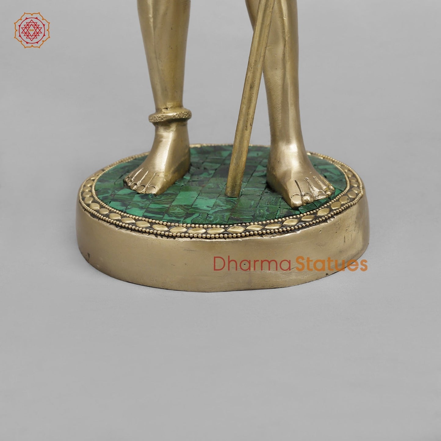 Brass Shiva standing, Fine Stone work 19.5”