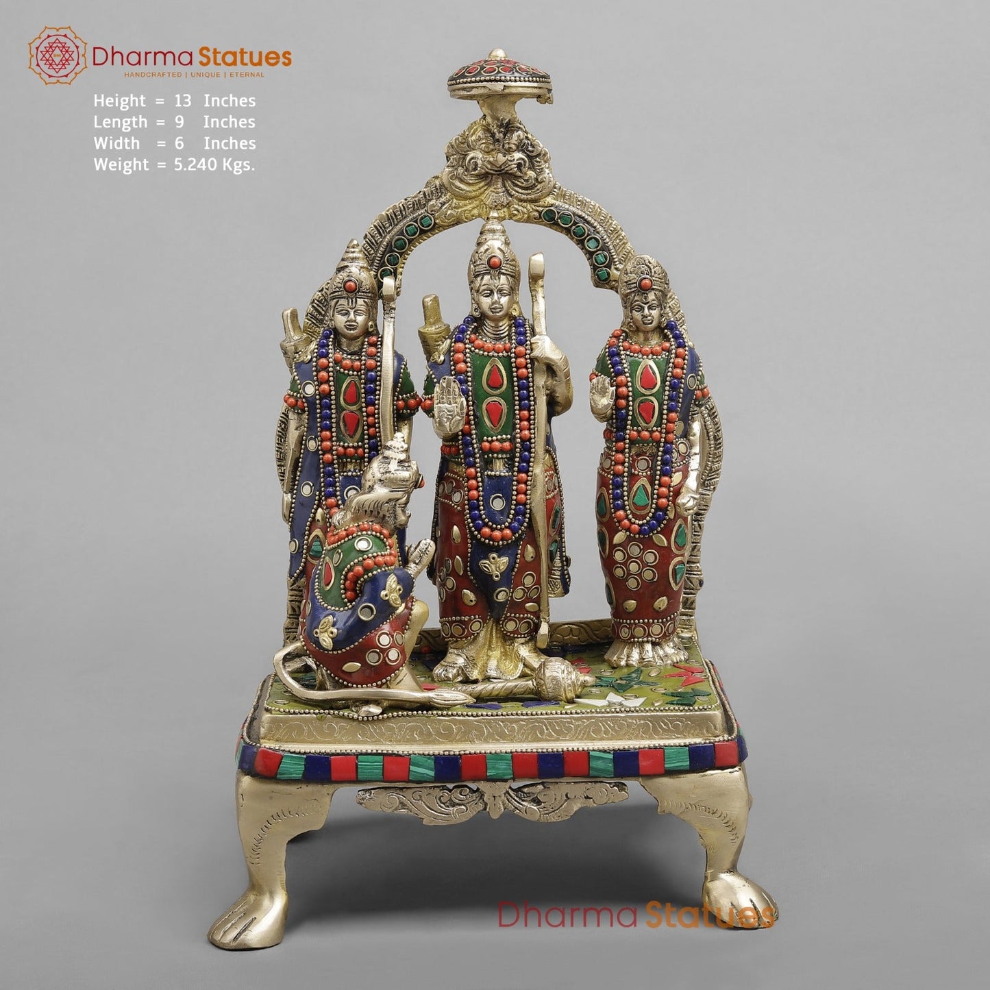 Brass Ram darbar, Fine Stone Work 13”