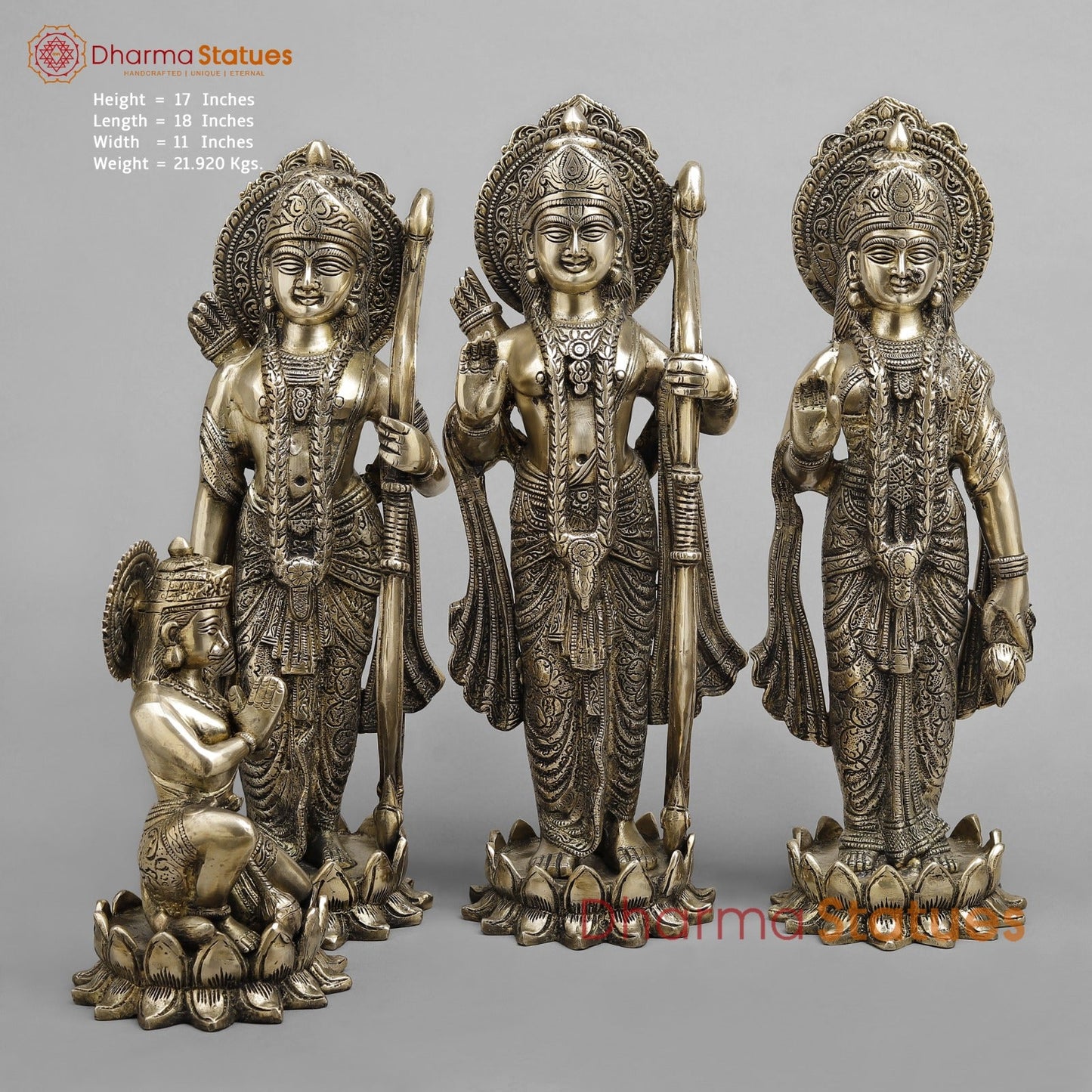Brass Ram Darbar on Lotus Base, Fine smooth Finish 17”