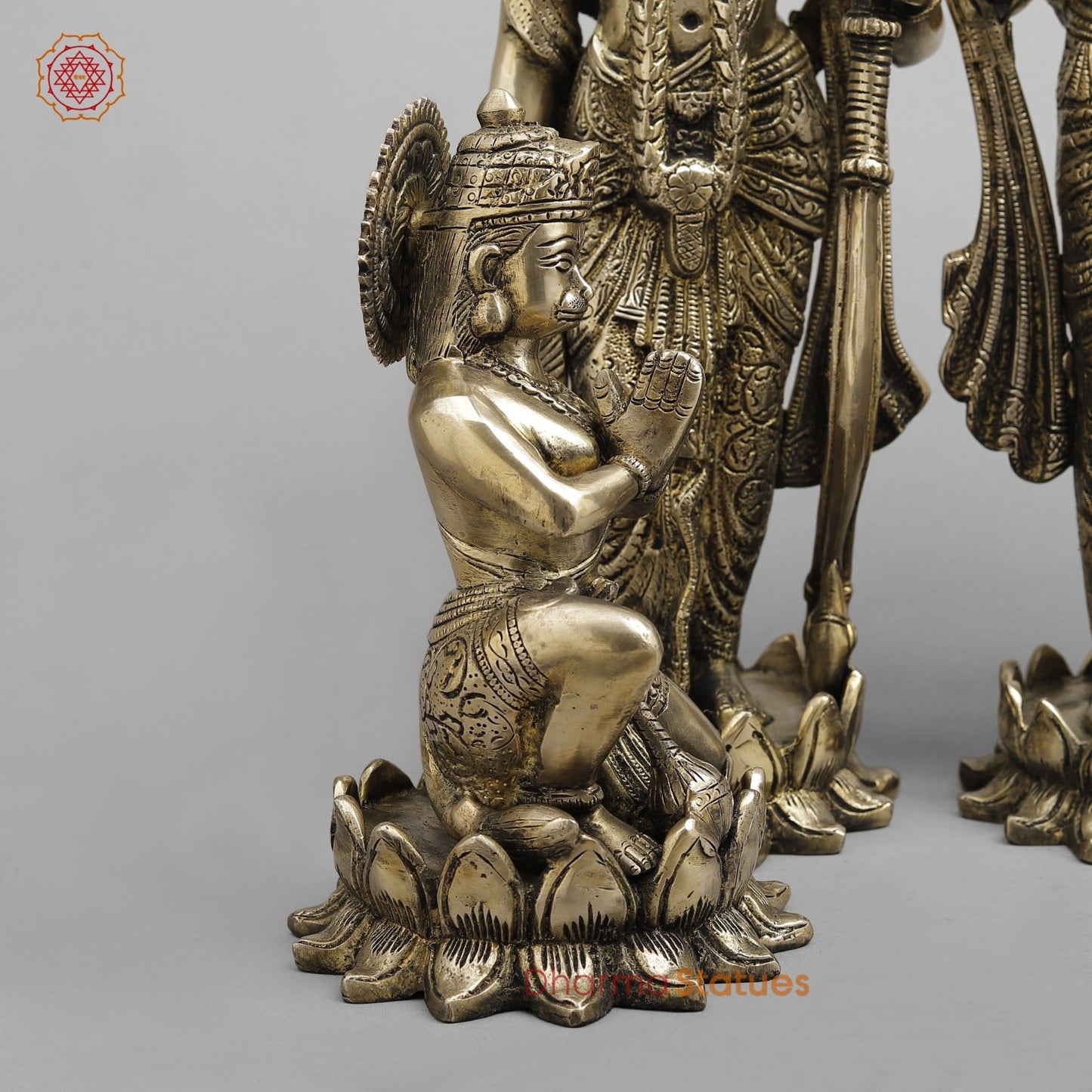 Brass Ram Darbar on Lotus Base, Fine smooth Finish 17”