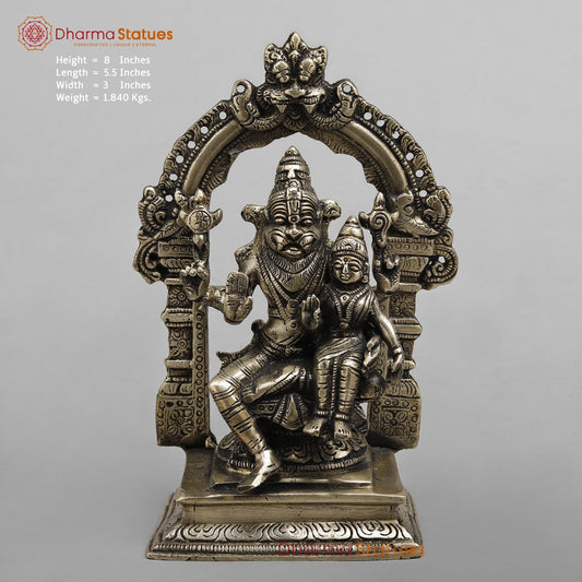 Brass Narsingh Lakshmi Frame Fine, Smooth finish 8”