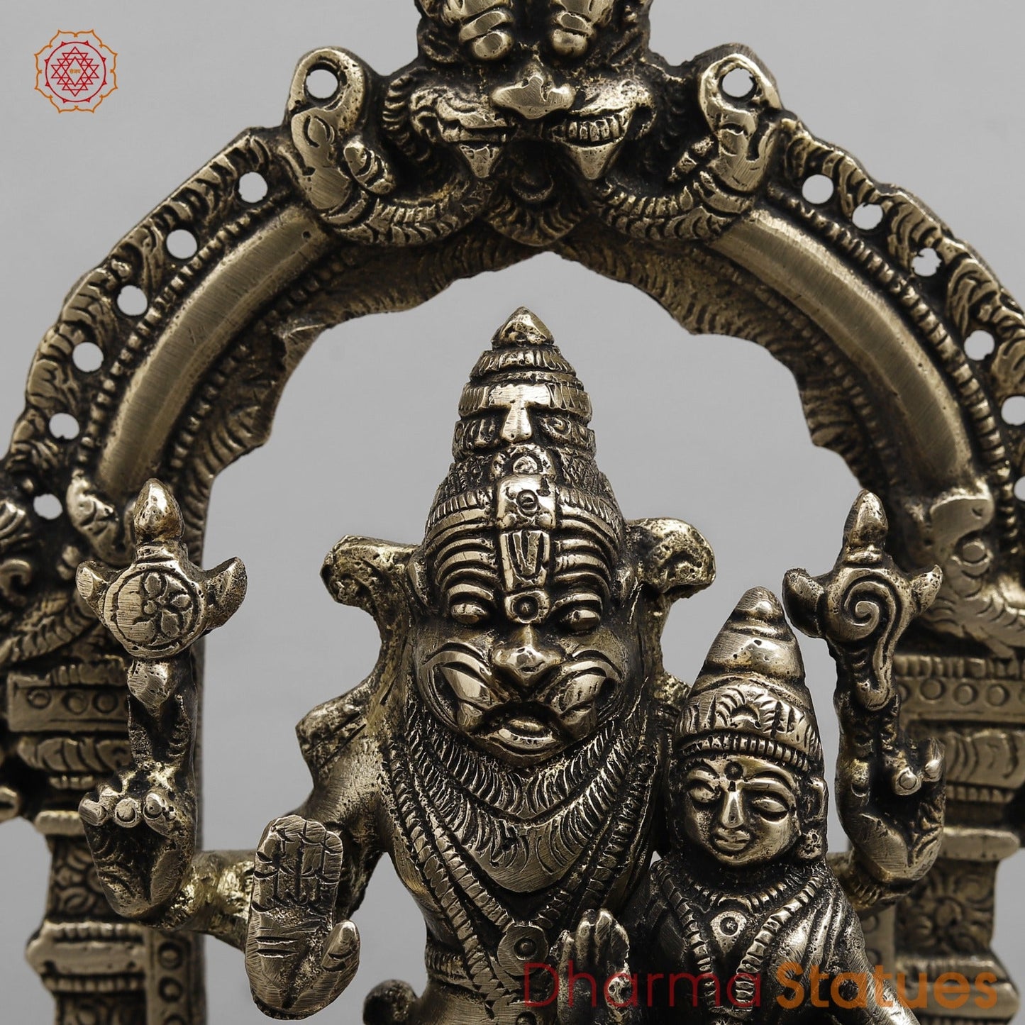 Brass Narsingh Lakshmi Frame Fine, Smooth finish 8”
