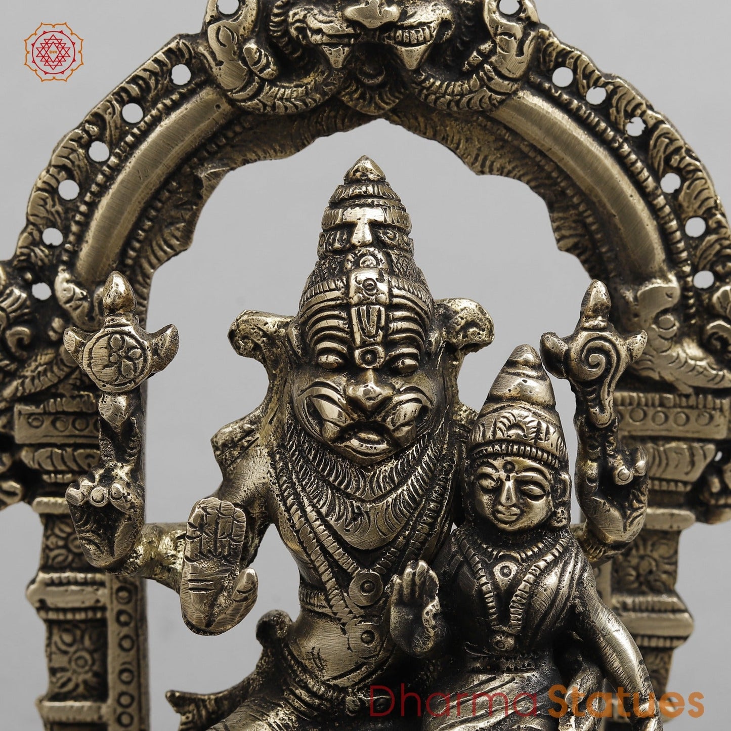 Brass Narsingh Lakshmi Frame Fine, Smooth finish 8”