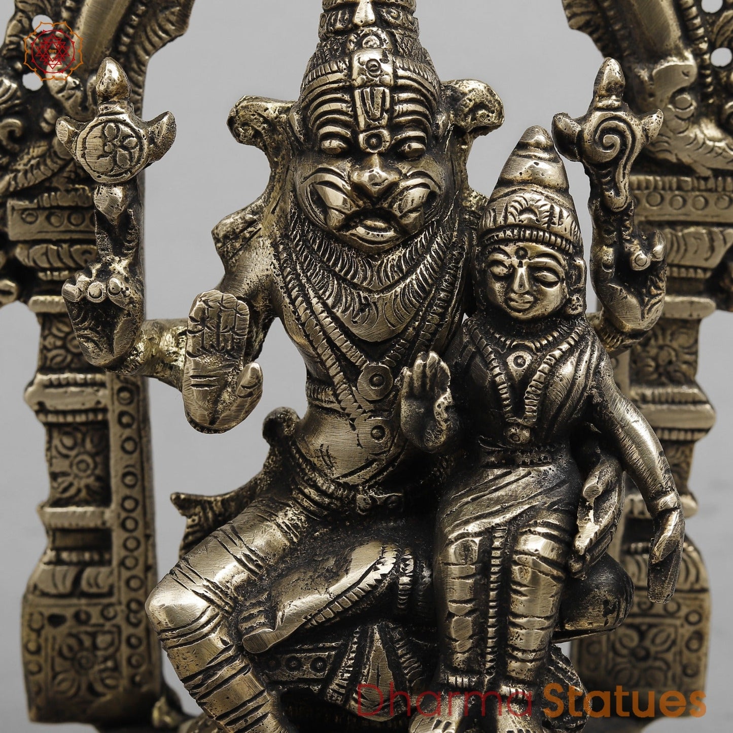 Brass Narsingh Lakshmi Frame Fine, Smooth finish 8”
