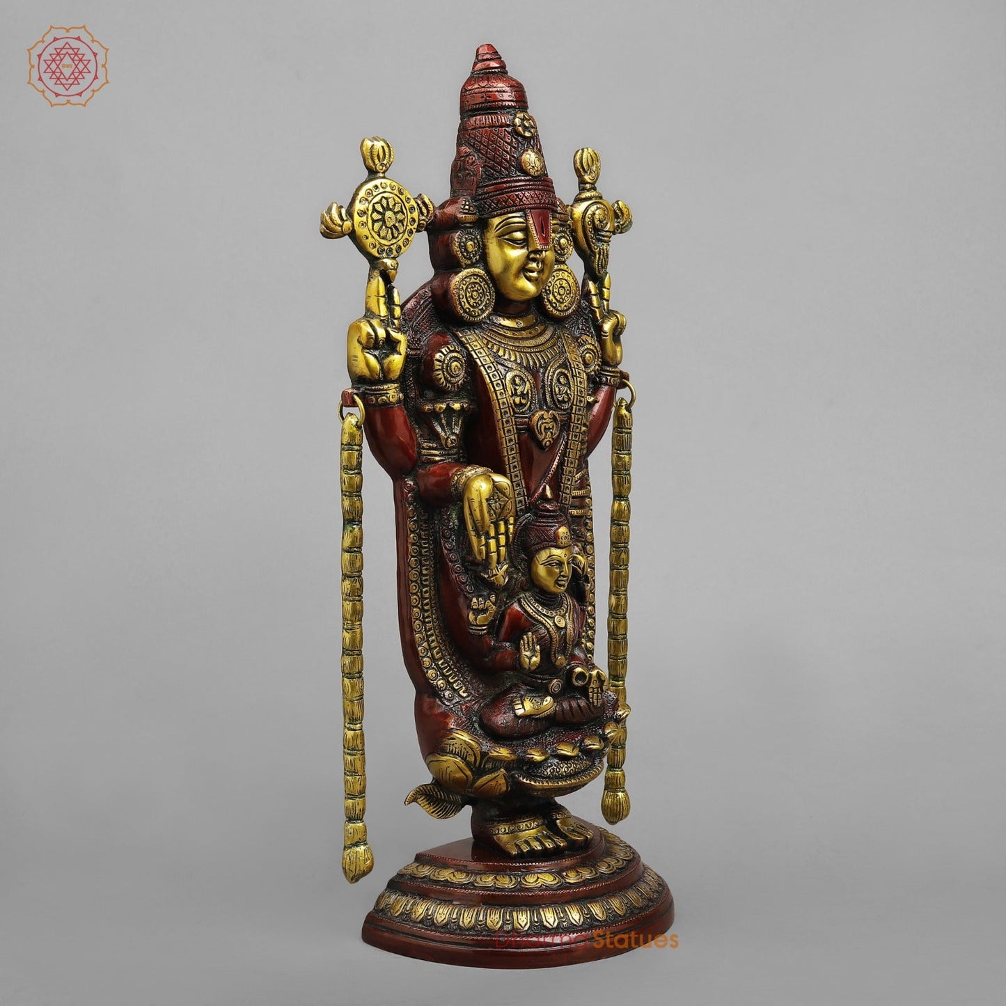 Brass Balaji Standing Fine with Lakshmi 19.5, Rich Copper finish