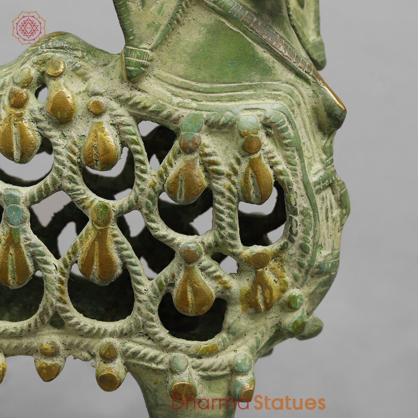 Brass Bastar Design Nandi Standing, Leaf Green Patina 8.5”