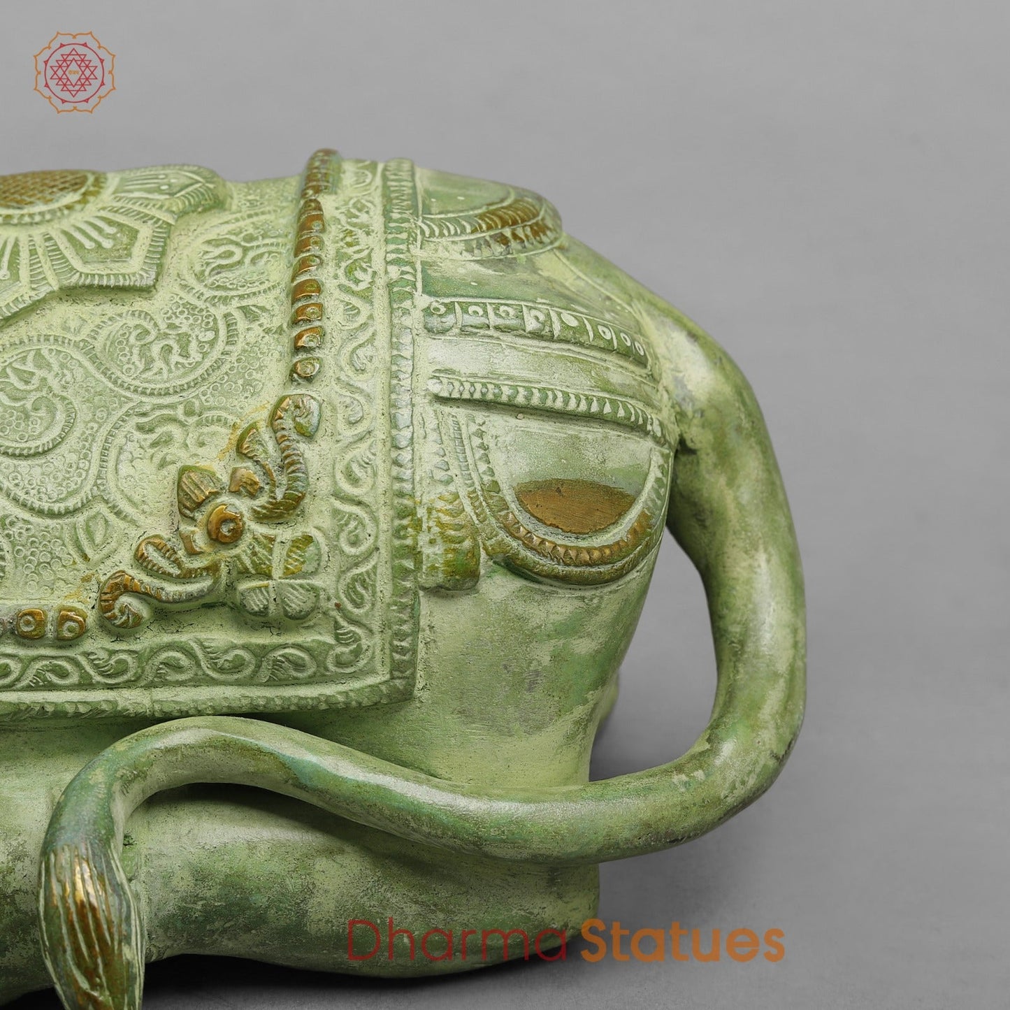 Brass Nandi Seated Fine, Leaf Green Patina 11”