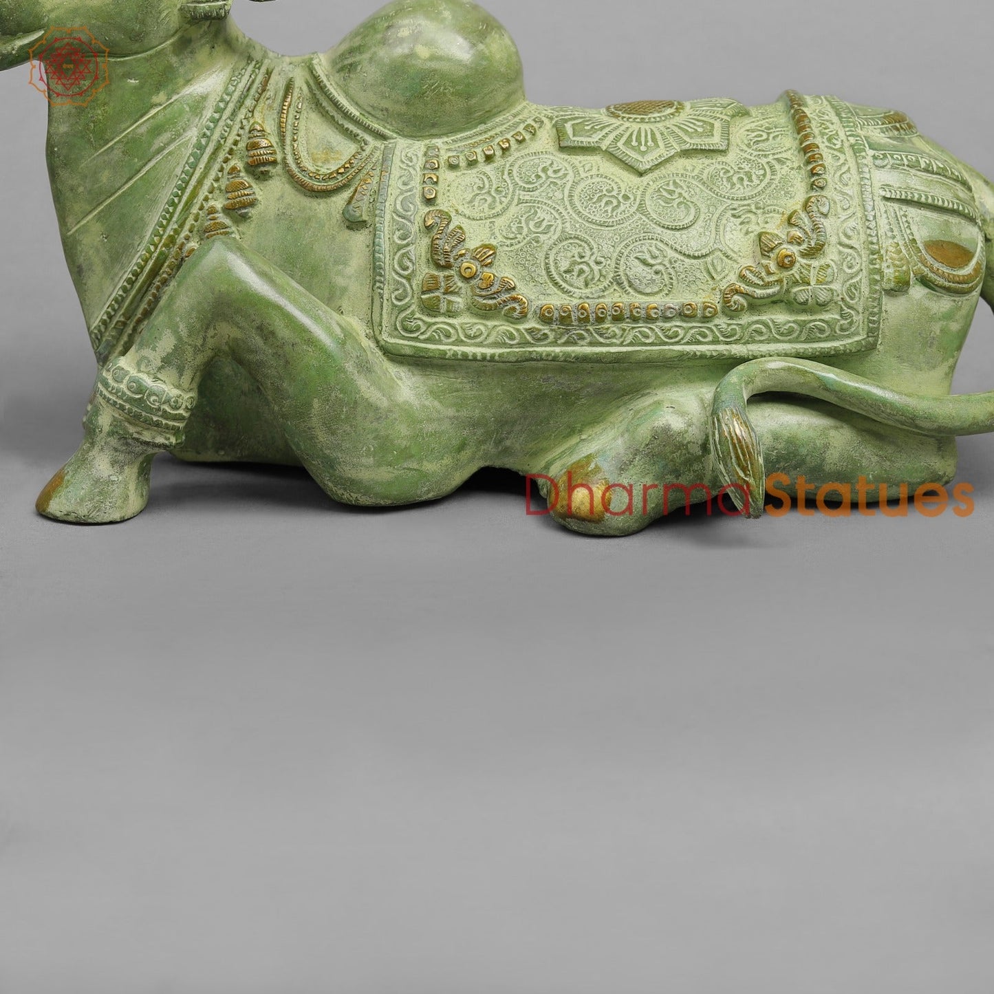 Brass Nandi Seated Fine, Leaf Green Patina 11”