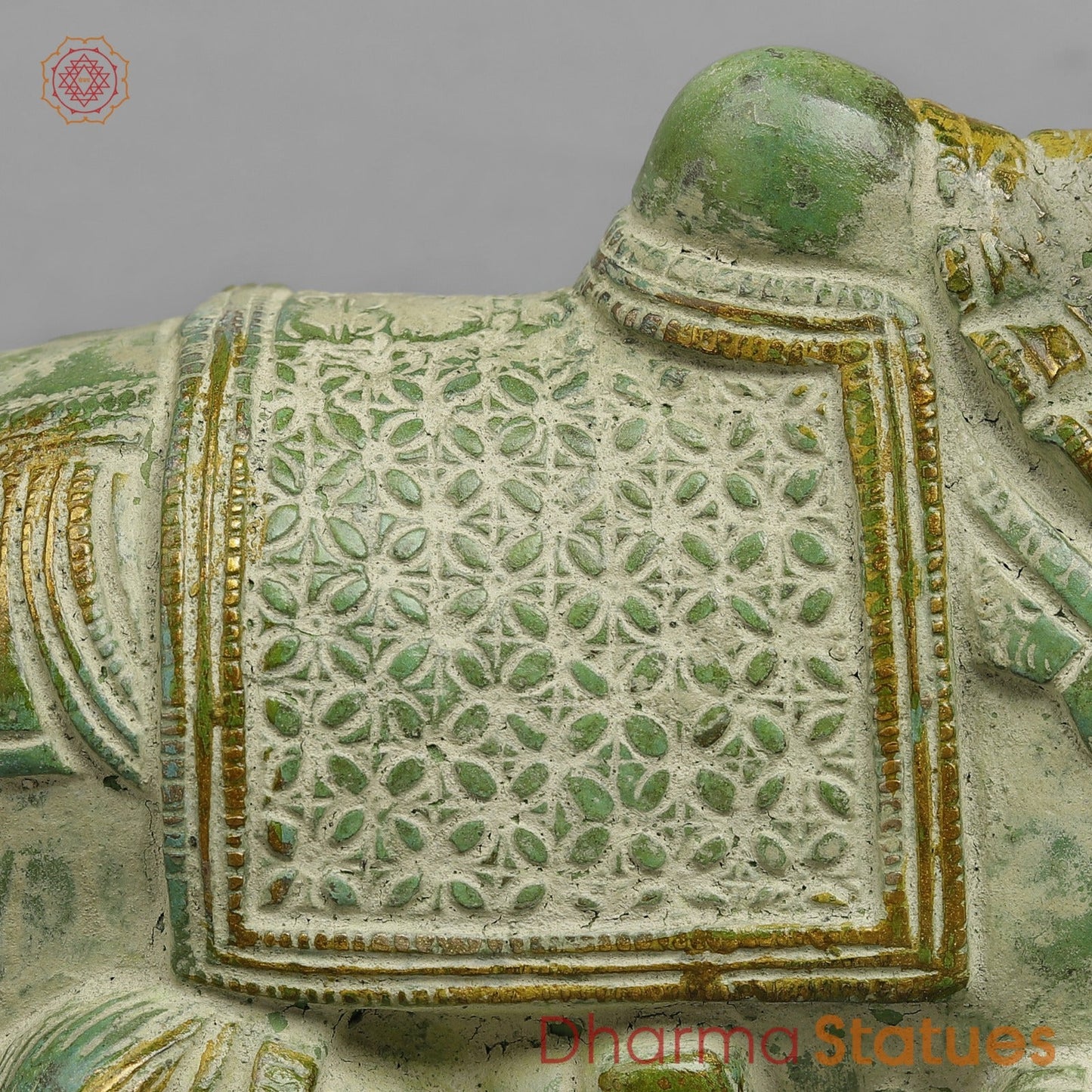 Brass Nandi seated Fine, Leaf Green Patina 7”