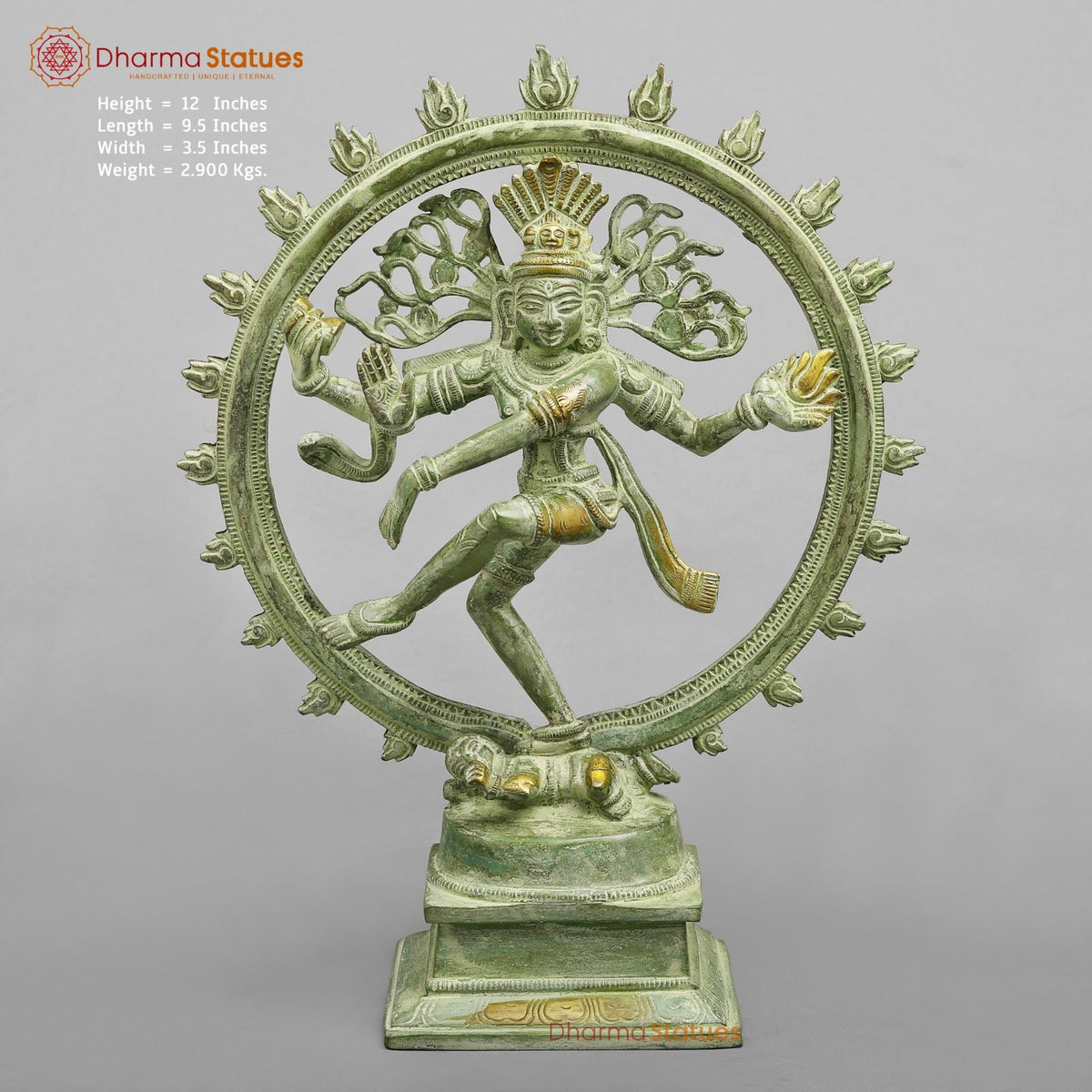 Brass Natraj Fine , Leaf Green Patina 12”