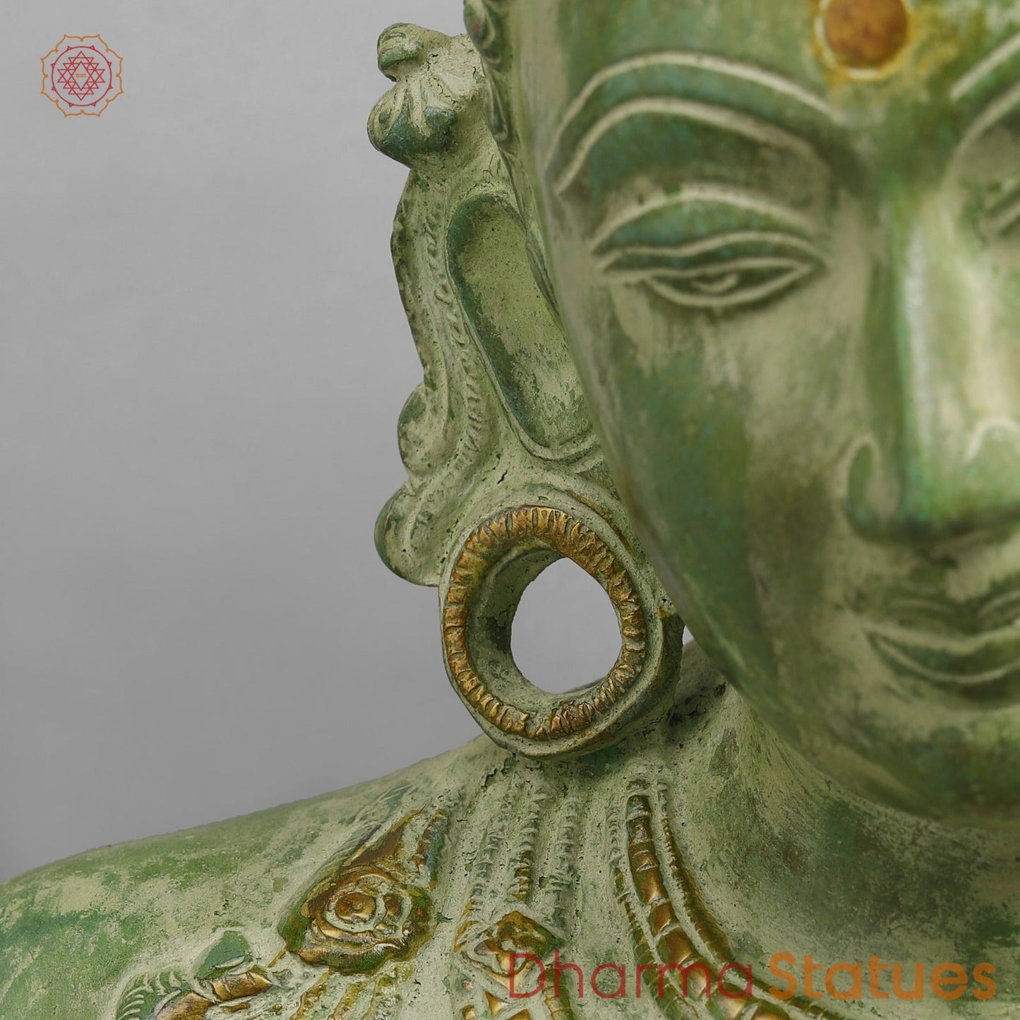 Brass Parwati Bust Fine, Lead Green Patina 12”
