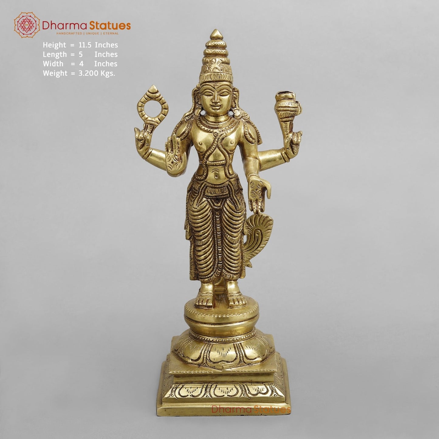 Brass Navgrah standing Fine, Golden finish 12”