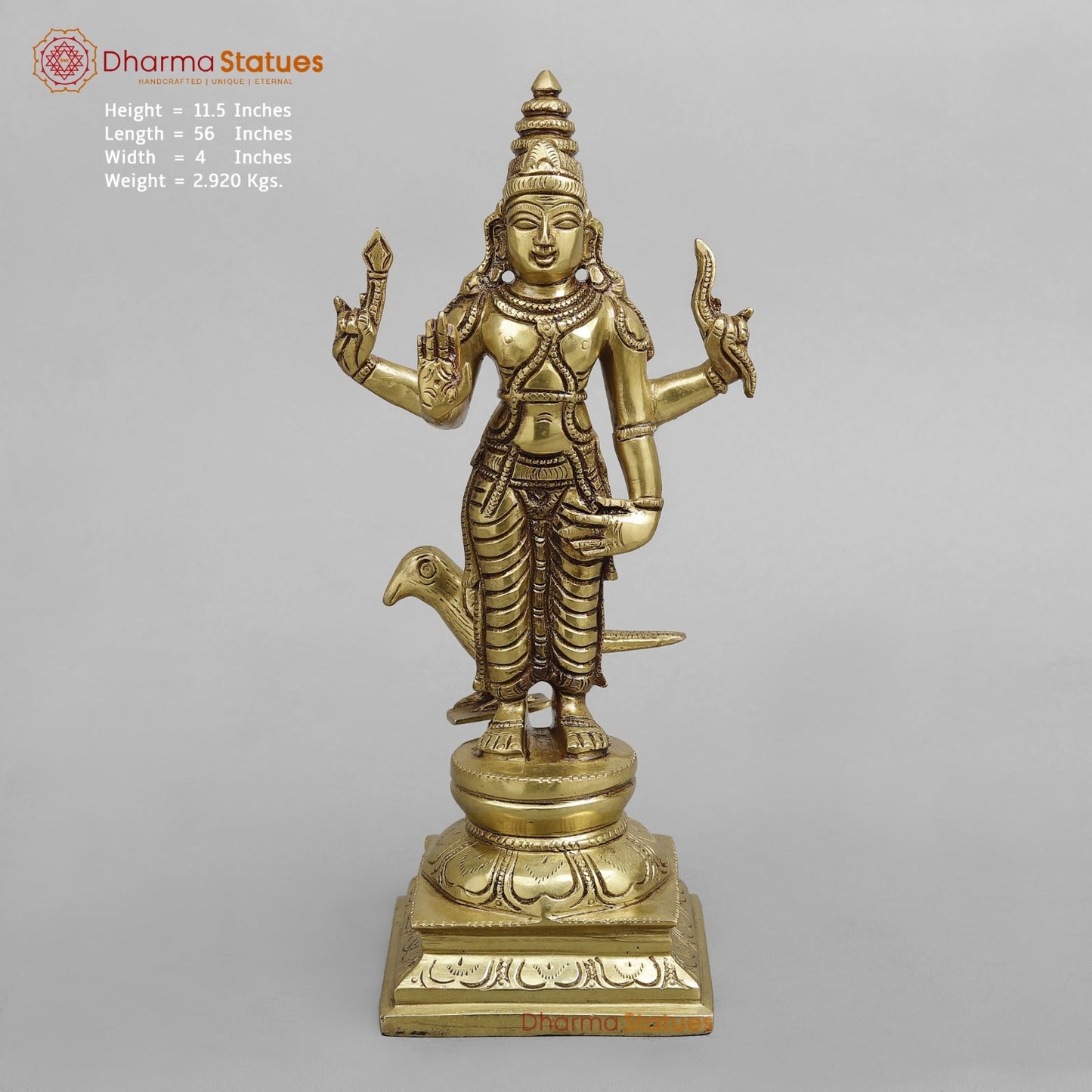 Brass Navgrah standing Fine, Golden finish 12”