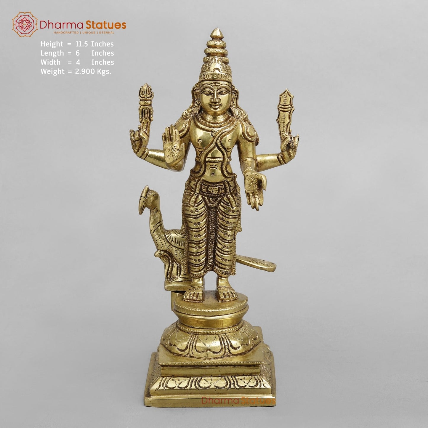 Brass Navgrah standing Fine, Golden finish 12”