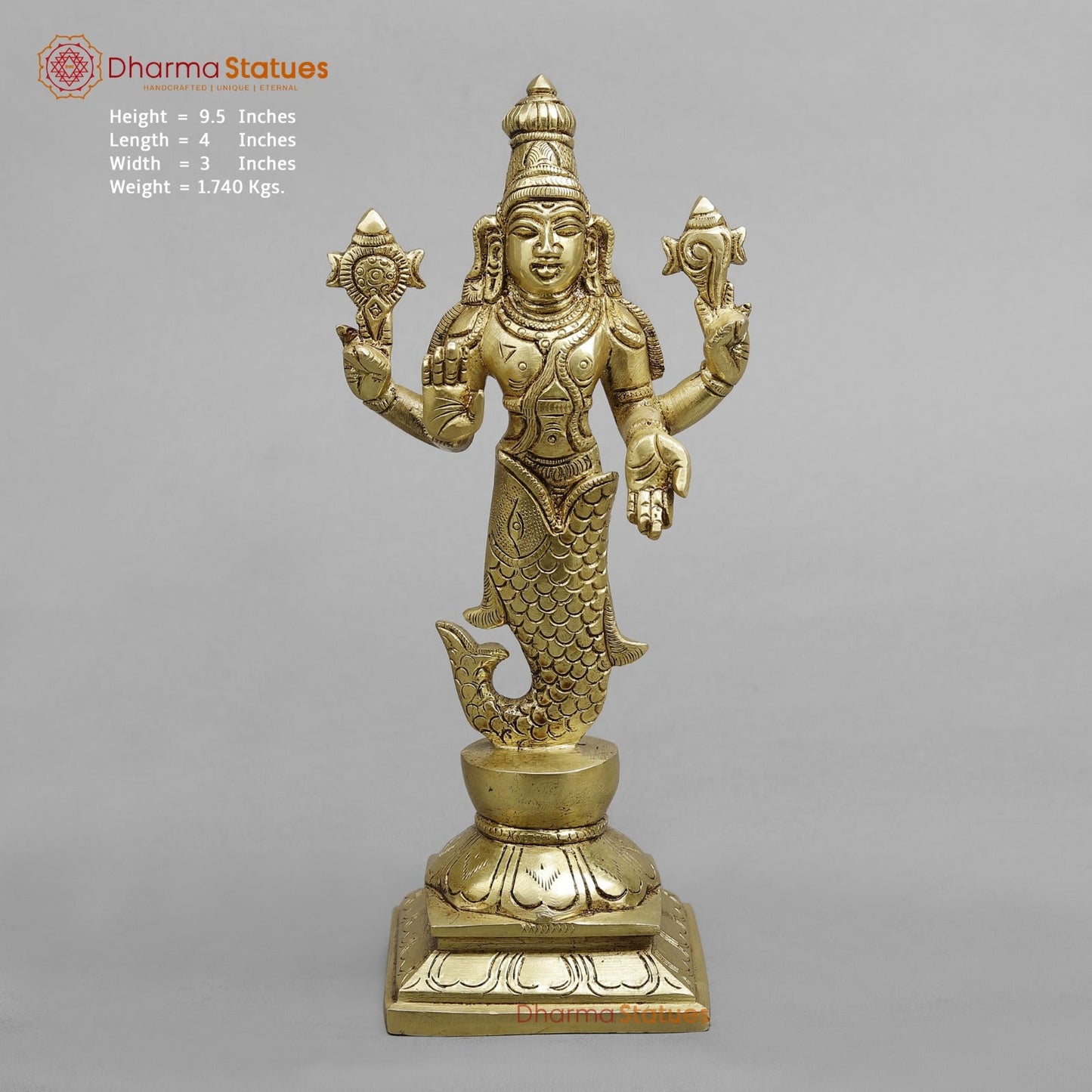 Brass Dasavtar standing Fine, Golden Finish 9.5”