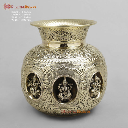Brass Auspicious fine Ashtlakshmi Kalash 8”