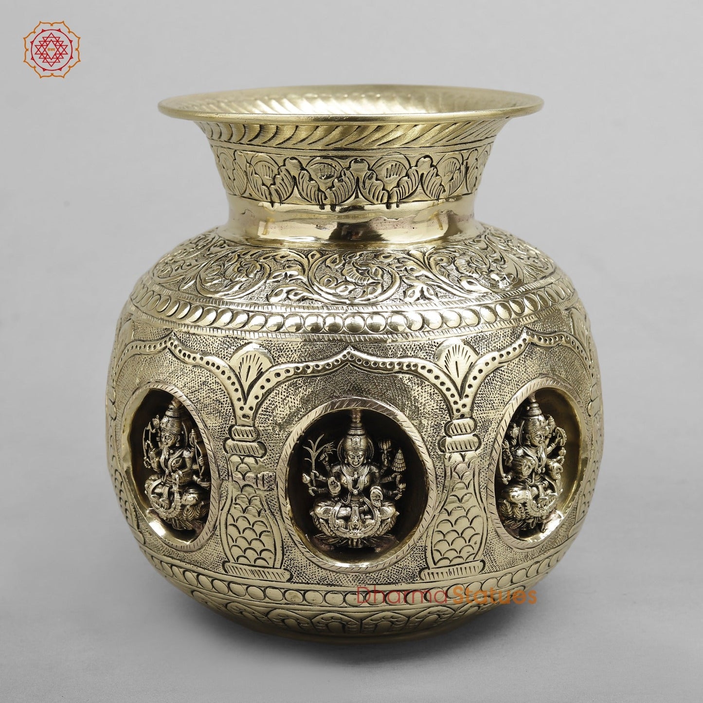 Brass Auspicious fine Ashtlakshmi Kalash 8”