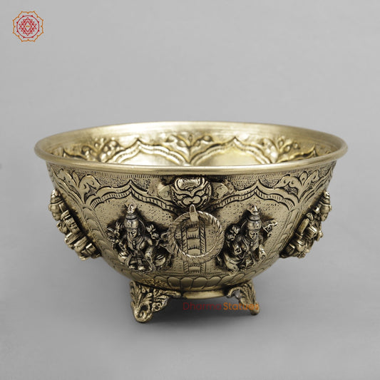 Brass Auspicious fine Ashtlakshmi Rice Bowl 7.5”