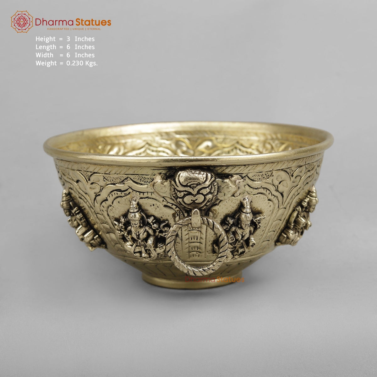 Brass Auspicious fine Ashtlakshmi Rice Bowl 6”