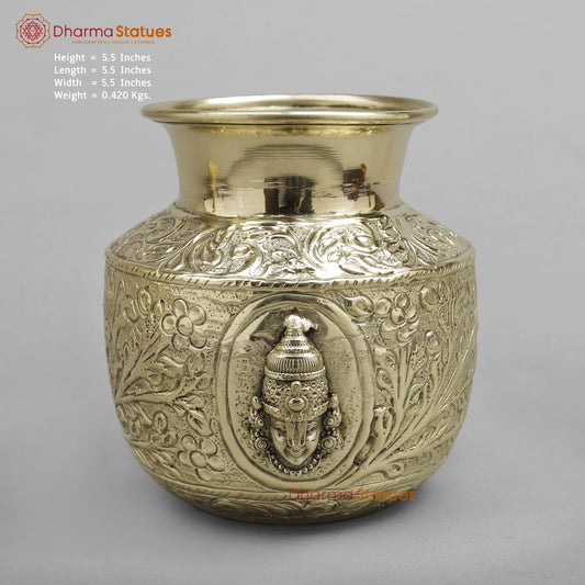Brass Tirupati Balaji Kalash Fine finish 5.5”