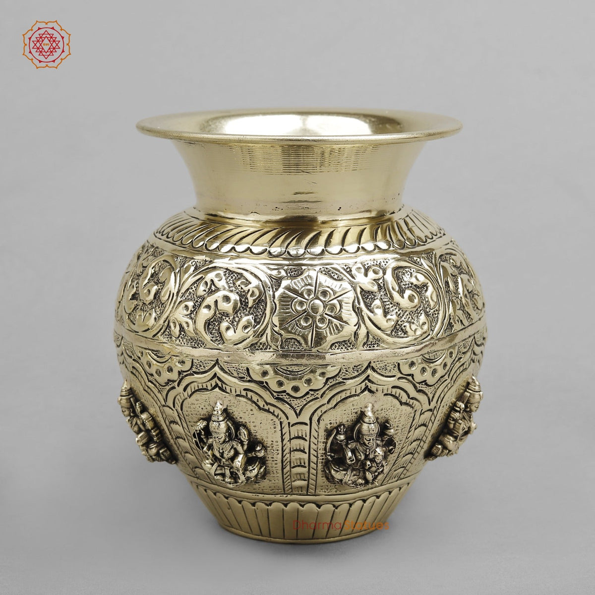Brass Ashtlakshmi Kalash Fine finish 6”