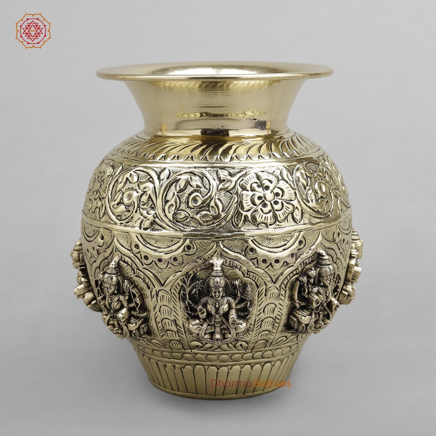 Brass Ashtlakshmi Kalash Fine finish 7”