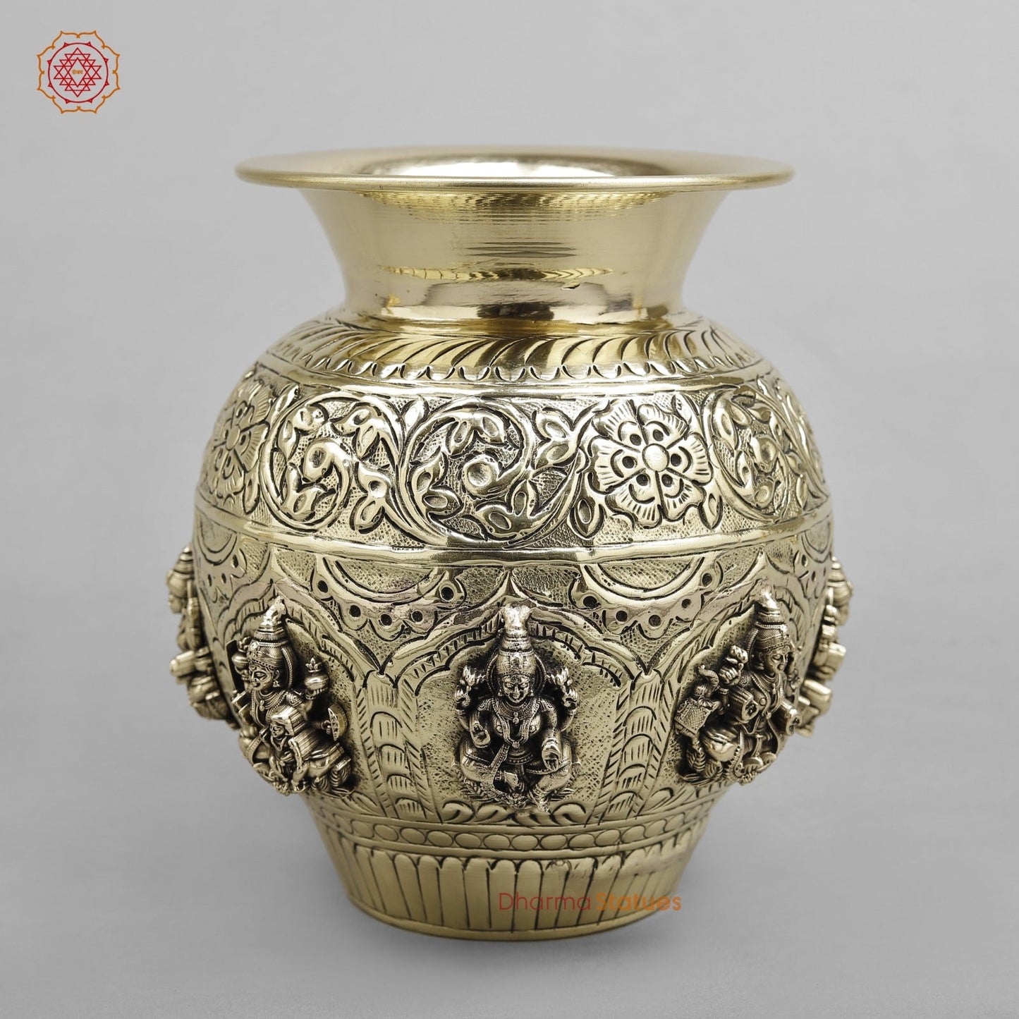 Brass Ashtlakshmi Kalash Fine finish 7”