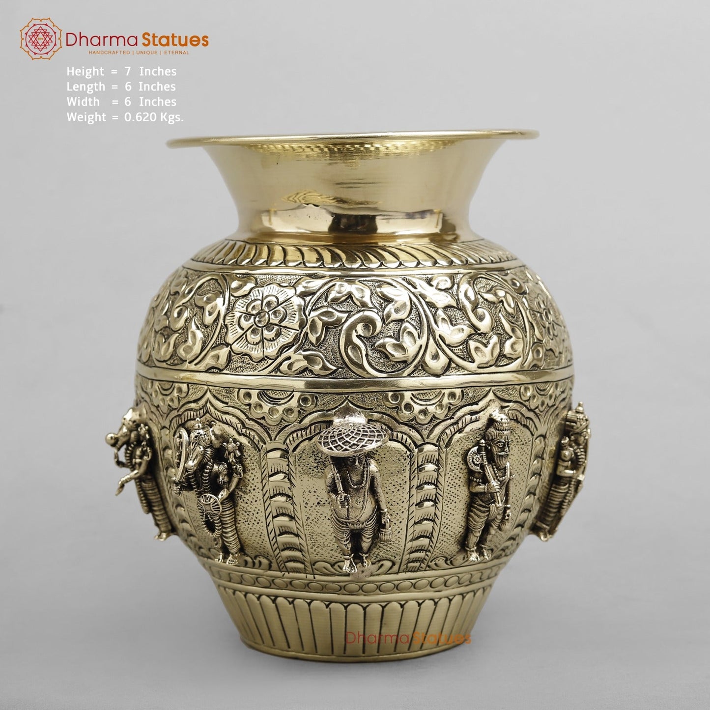 Brass Dasavtar Kalash Fine finish 7”