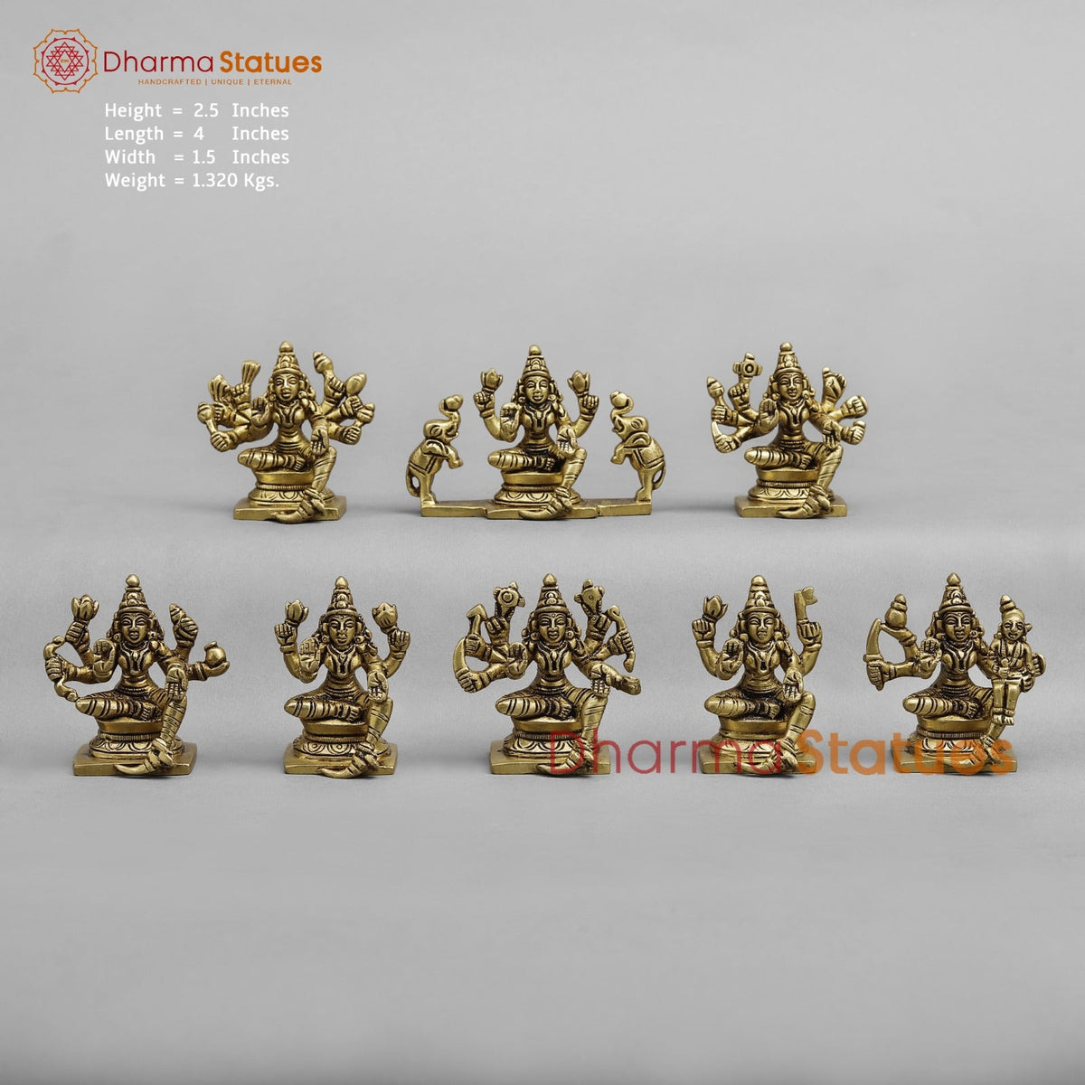 Brass Ashtlakshmi Set Fine , Gold finish 2.5”